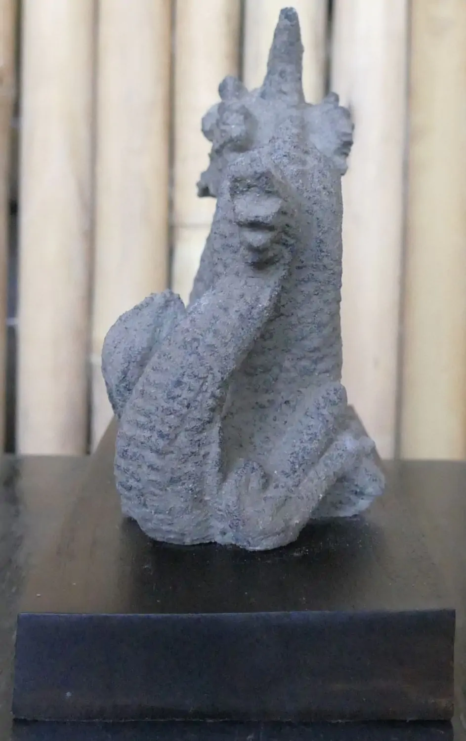  Product image 3 of the product “Reclining dragon, on a wooden base, approx. 16 cm. antique finish, cast lava stone ”